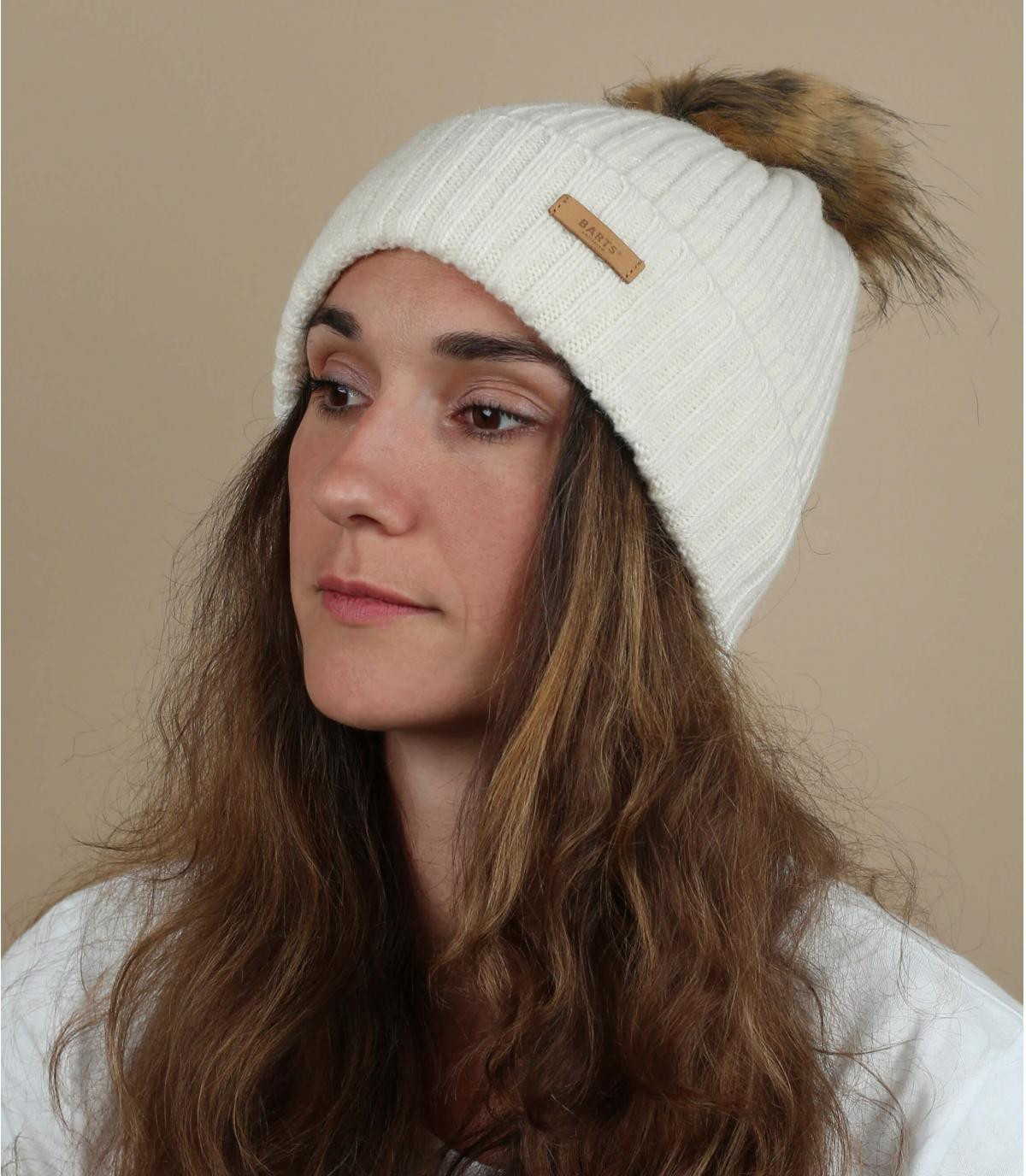 Weiße Wollmütze Fellbommel Augusti Beanie cream Weiße Wollmütze Fellbommel Augusti Beanie cream